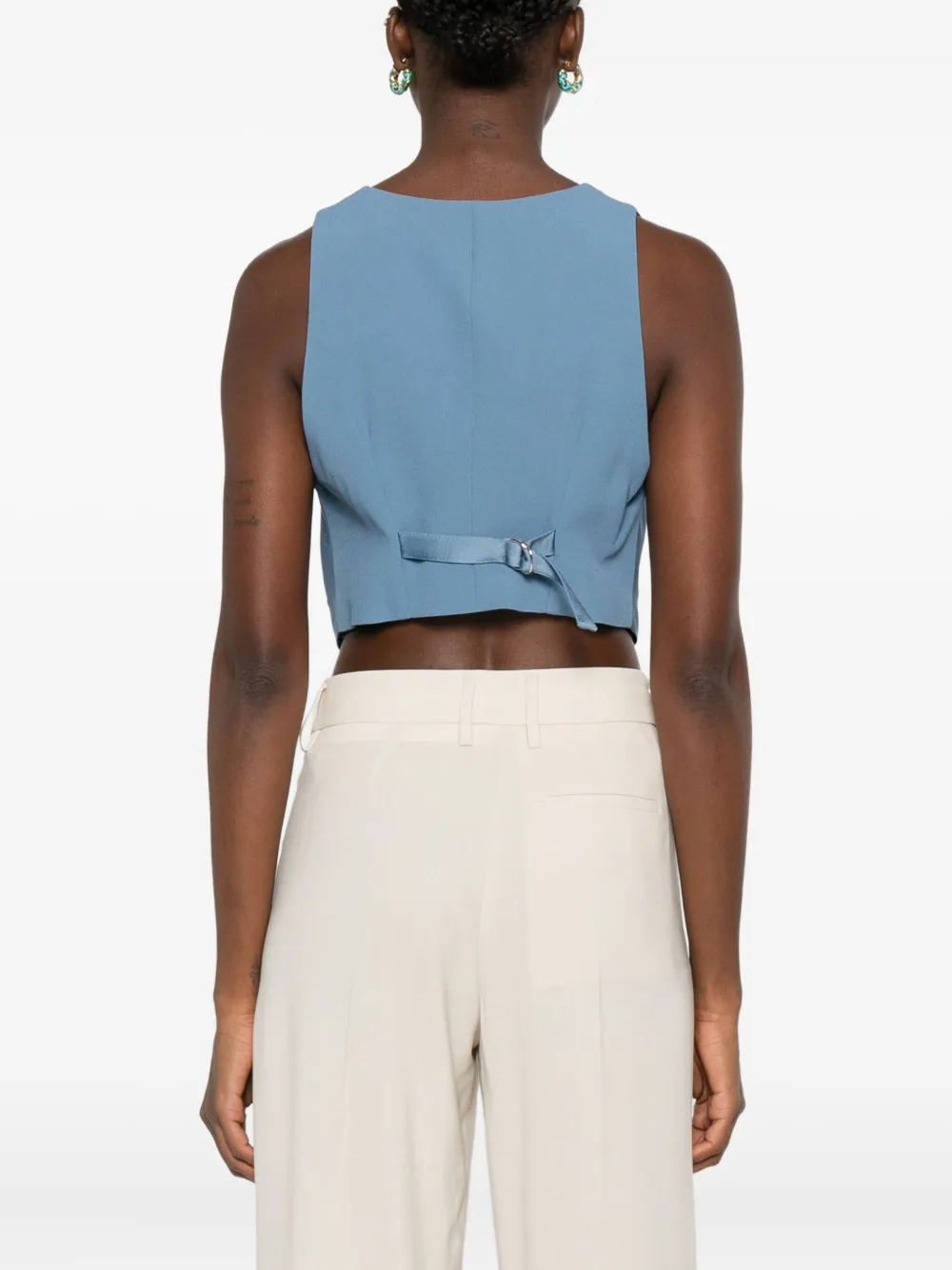 Forte Mouwloze top met knoopsluiting Blauw