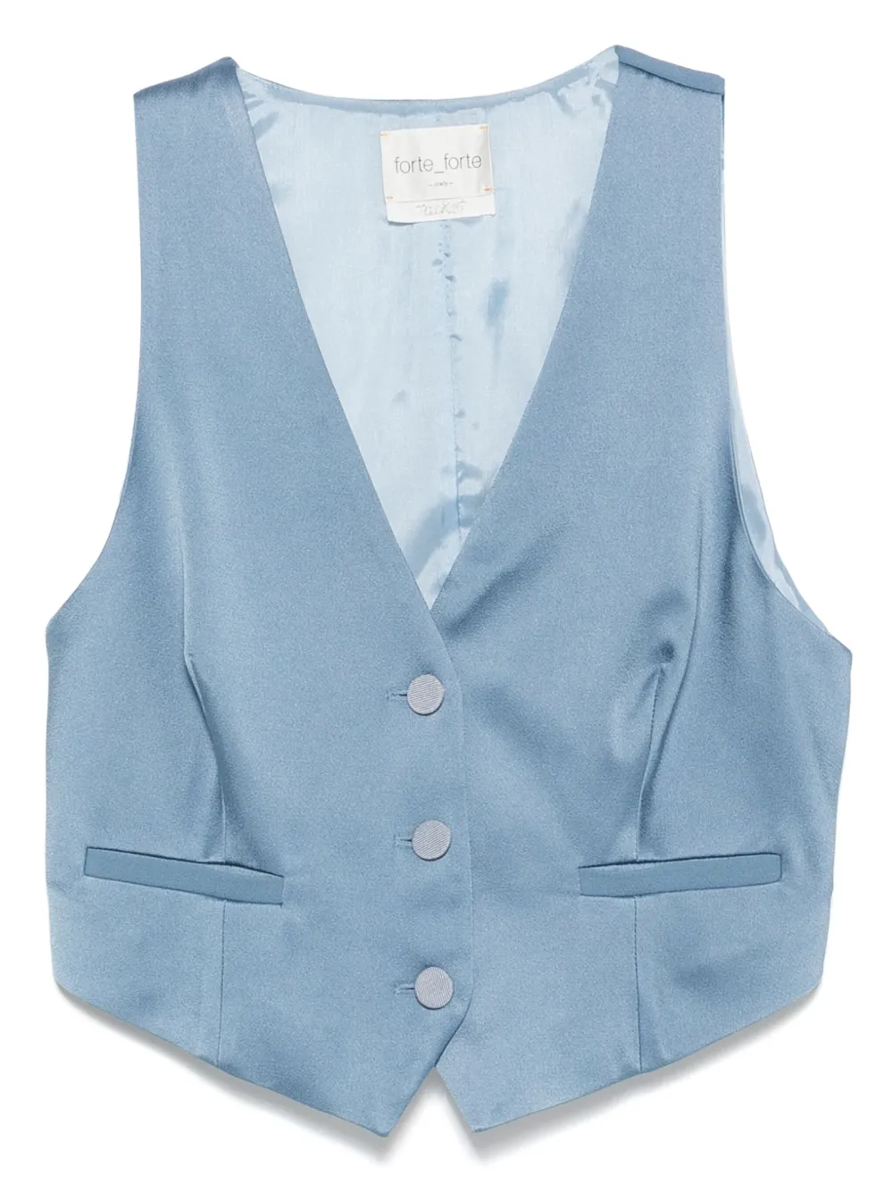 Forte Mouwloze top met knoopsluiting Blauw