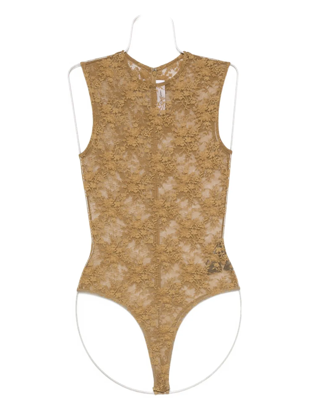Alex Perry Sleeveless Lace Bodysuit In Brown