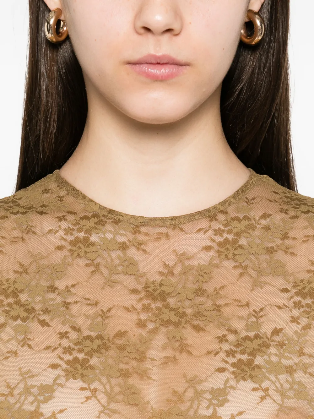 Alex Perry Sleeveless Lace Bodysuit In Brown