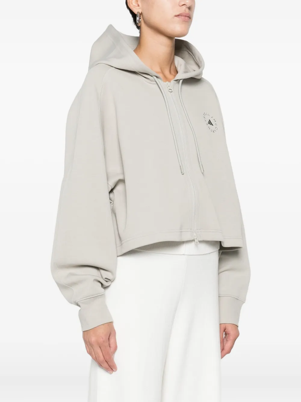 Adidas By Stella Mccartney Cropped Hoodie In Neutral