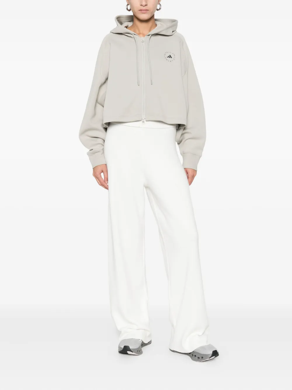 Adidas By Stella Mccartney Cropped Hoodie In Neutral
