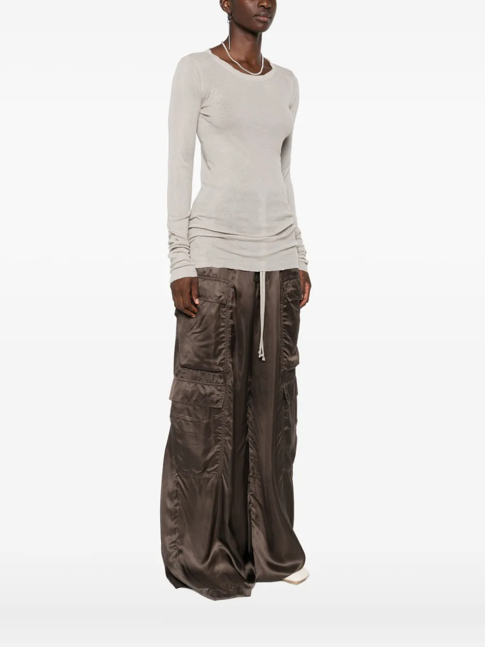 Rick Owens Long-sleeves Cotton Top In Neutral