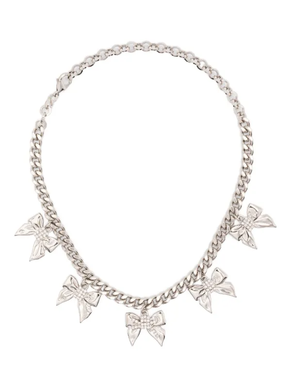 Alessandra Rich Bow-embellished Necklace in Silver