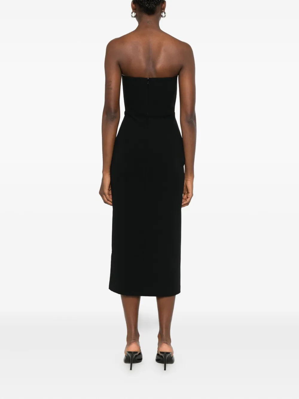 Alex Perry Strapless midi-jurk met split Zwart