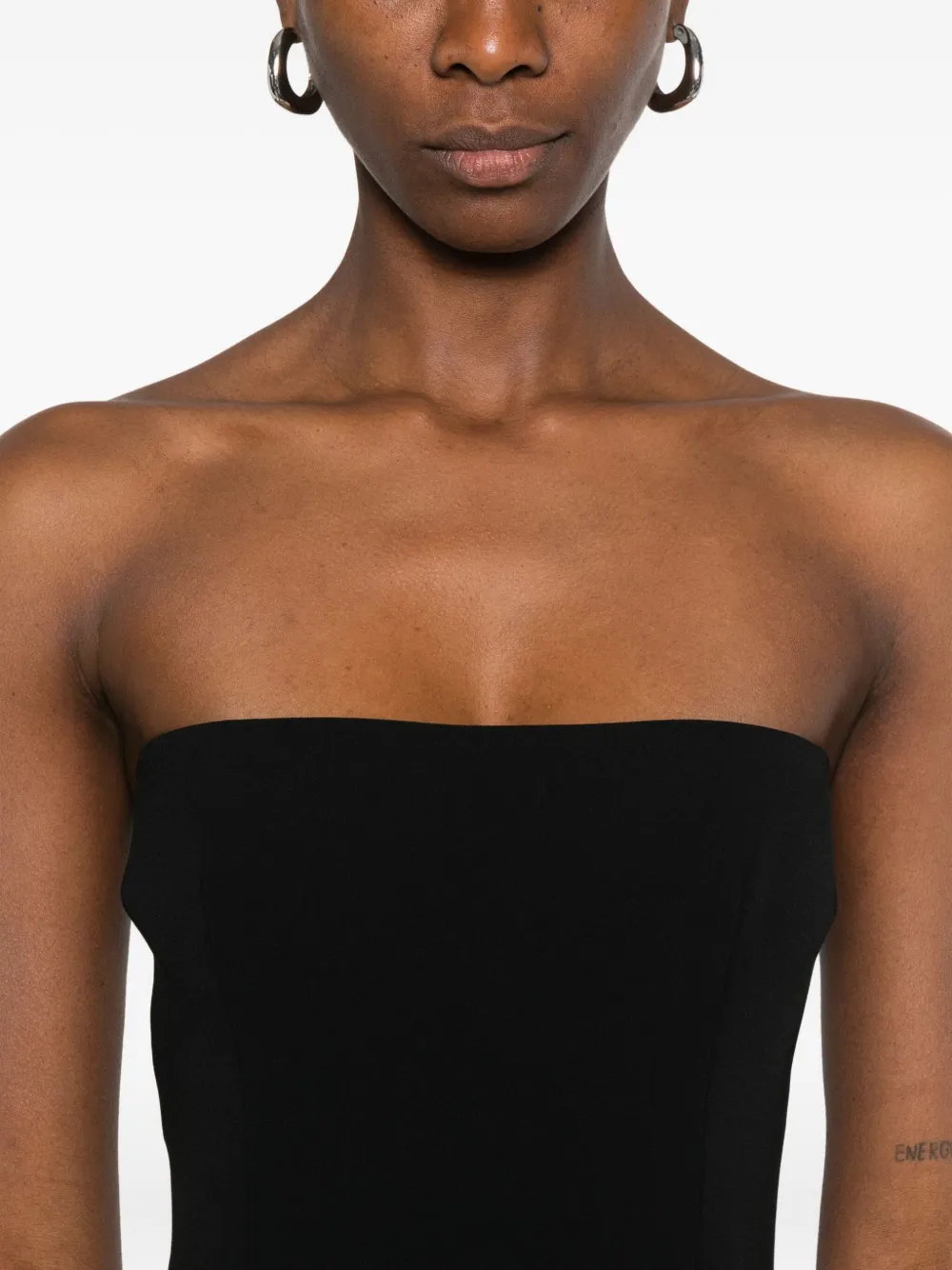 Alex Perry Strapless midi-jurk met split Zwart