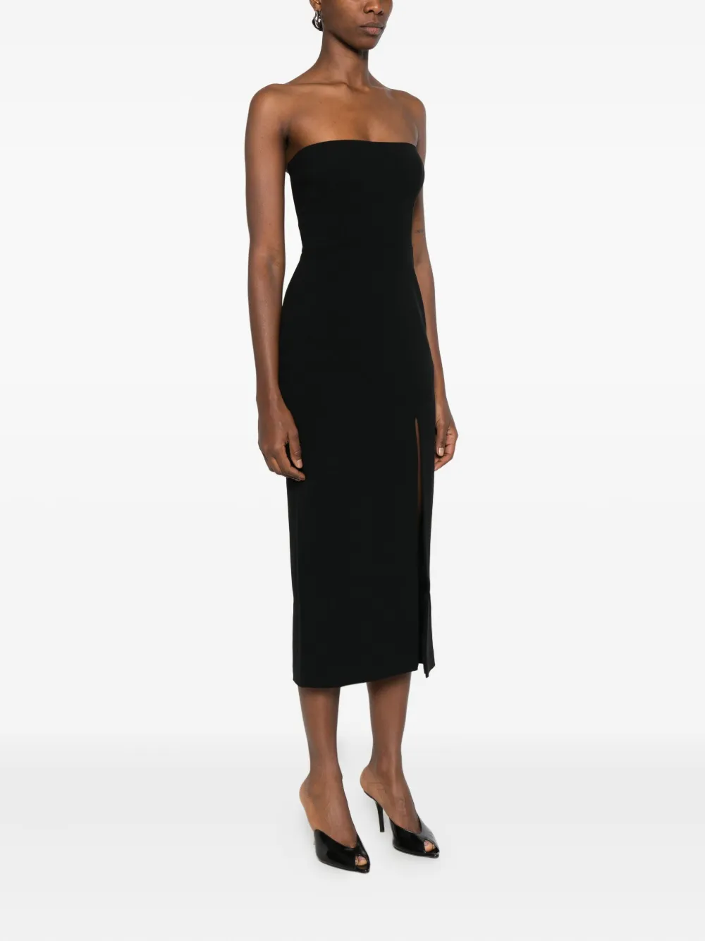 Alex Perry Strapless midi-jurk met split Zwart