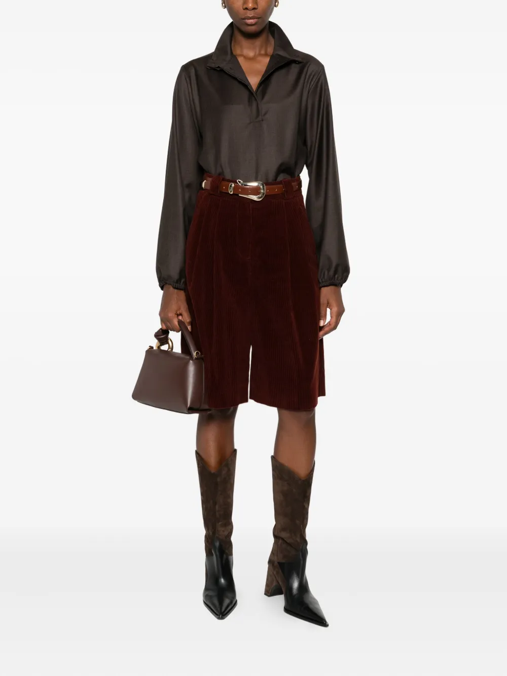Blazé Milano pleated corduroy shorts - Rood