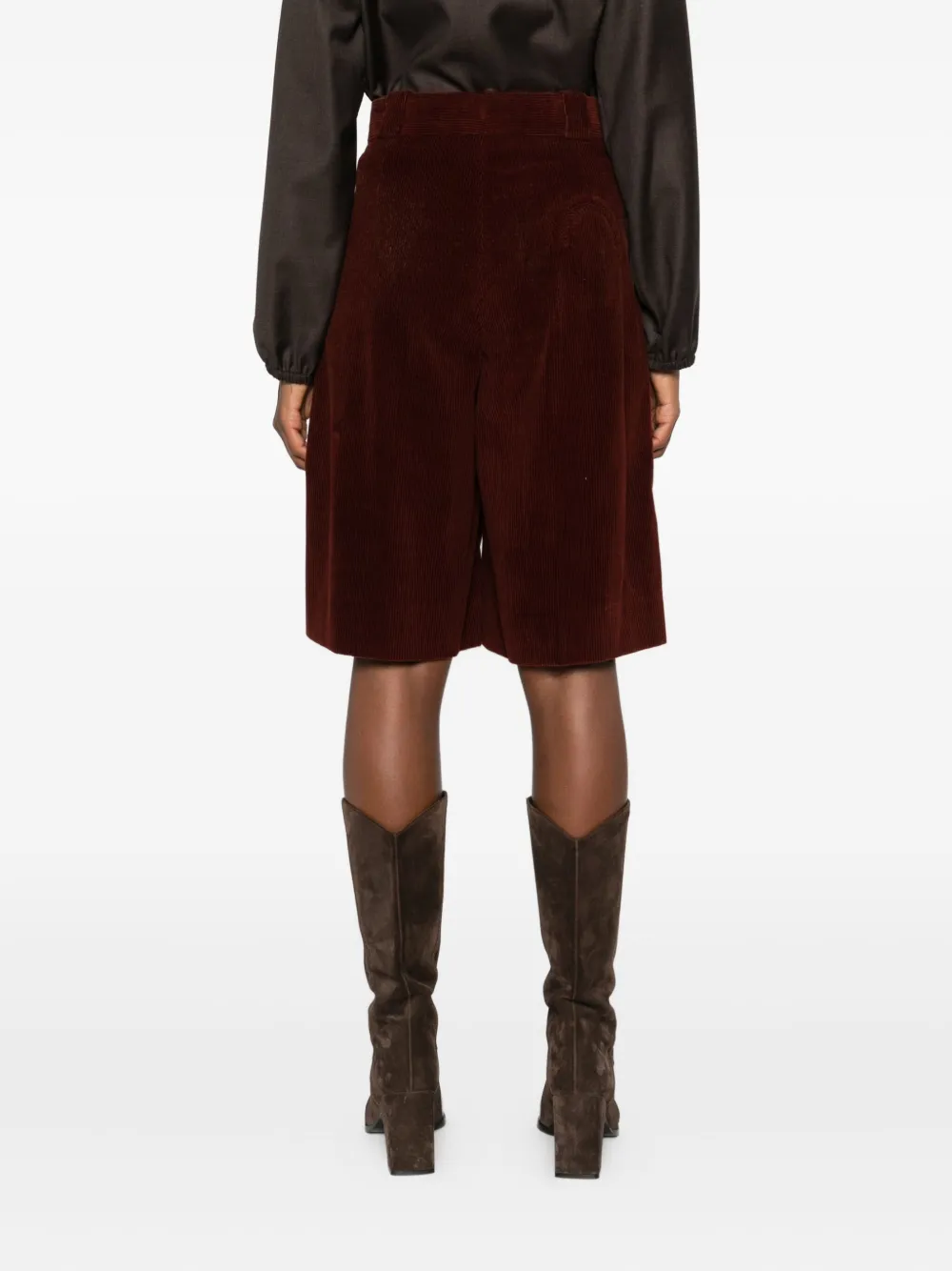 Blazé Milano Pleated Corduroy Shorts In Red