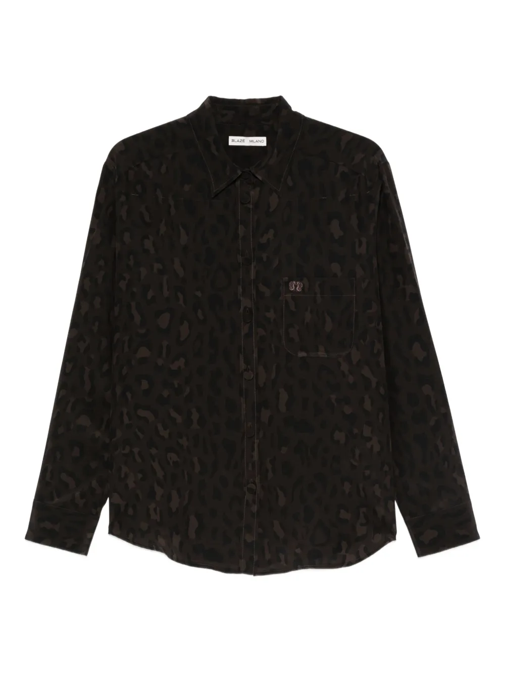 Blazé Milano leopard-pattern patch-pocket shirt - Marrone