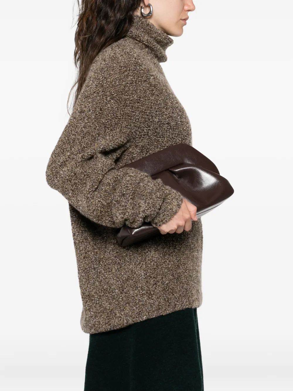 Themoirè Gesmockte clutch - Bruin