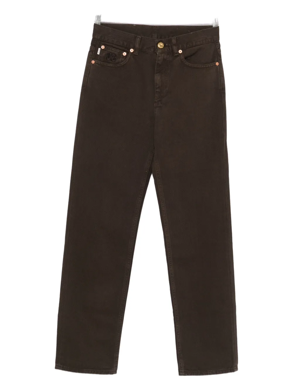 Blazé Milano Embroidered Logo Jeans In Brown