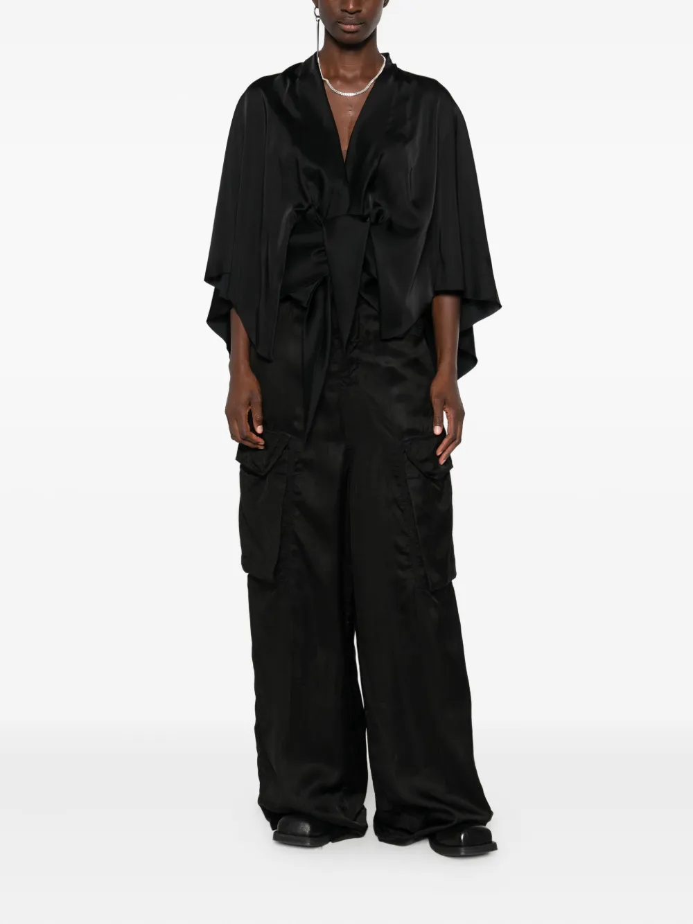 Rick Owens ruffled draped top - Zwart