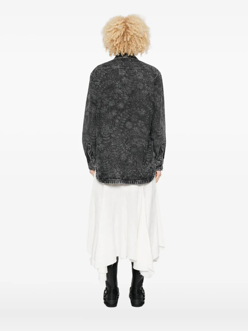 Golden Goose Journey Ollie Boyfriend Denim Button-up Shirt In Gray