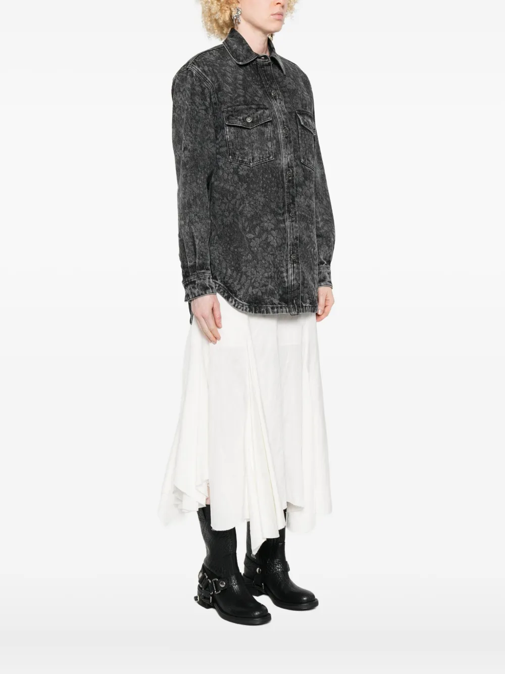 Golden Goose Journey Ollie Boyfriend Denim Button-up Shirt In Gray