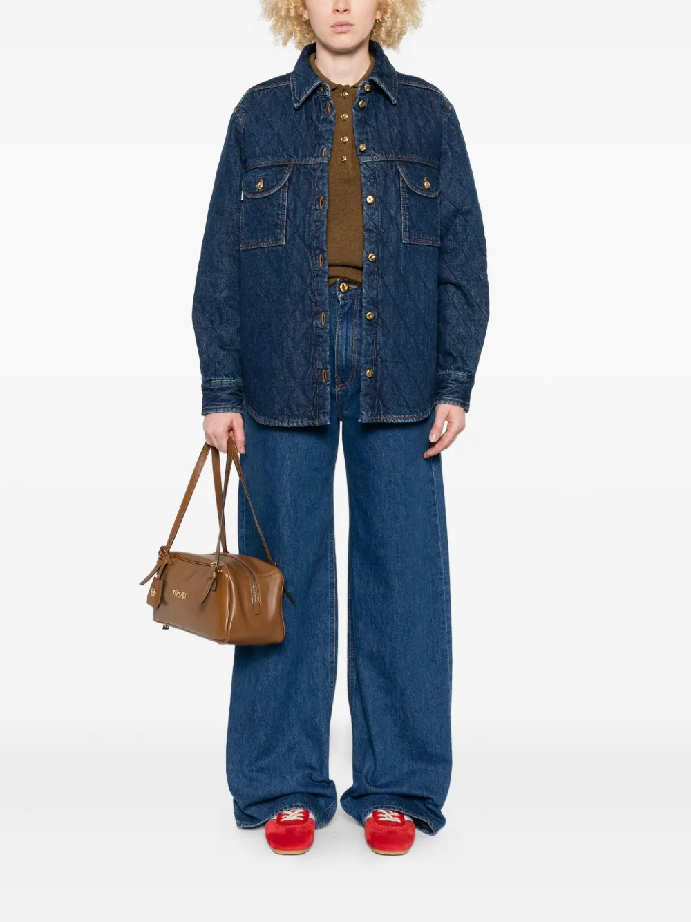 Blazé Milano quilted denim shirt - Blauw