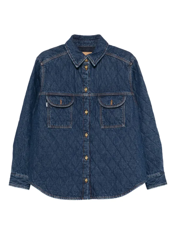 BLAZÉ Milano Quilted Denim Shirt in Blue