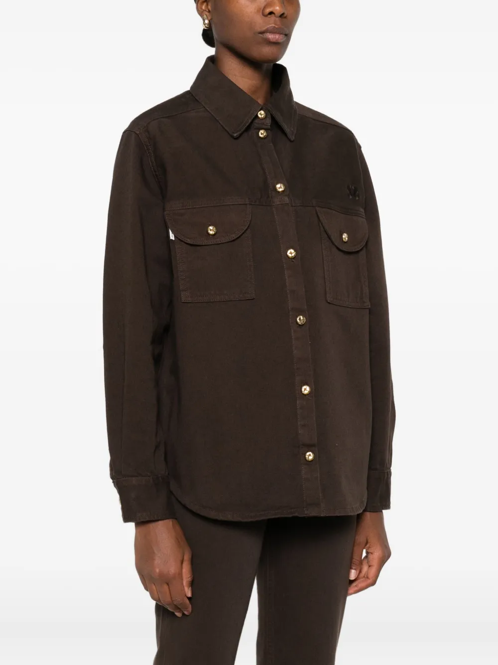 Blazé Milano Berber Double-pocket Button-down Shirt In Brown