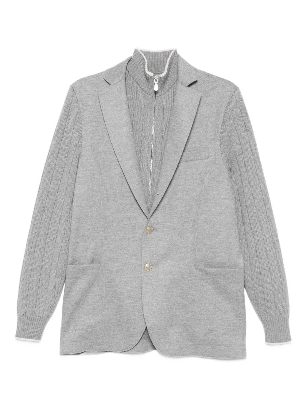 Eleventy Ribbed-sleeves Buttoned Jacket In Gray