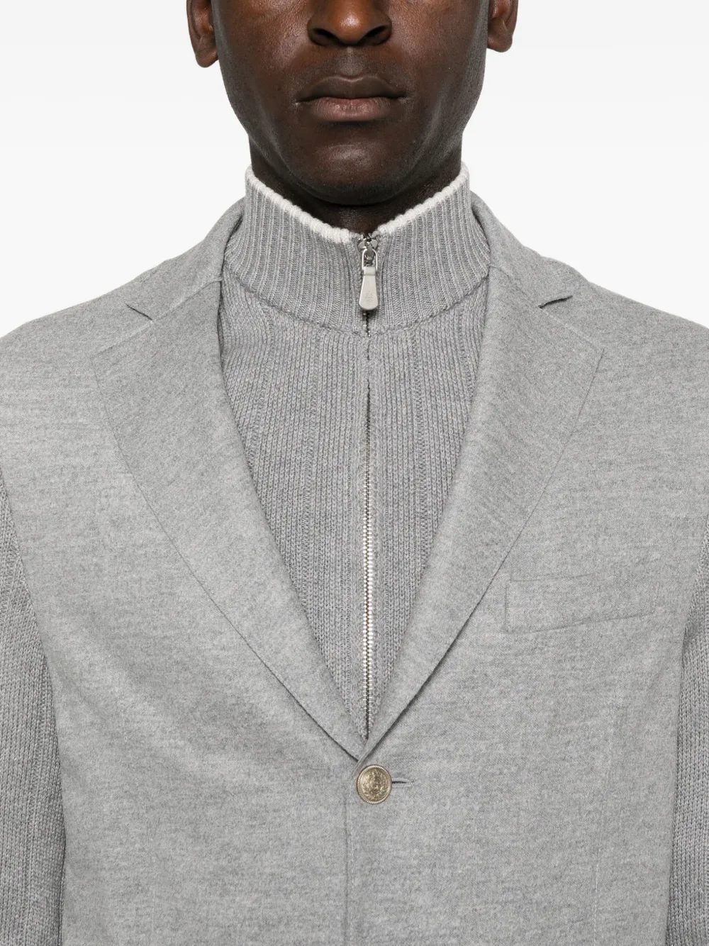 Eleventy Ribbed-sleeves Buttoned Jacket In Gray