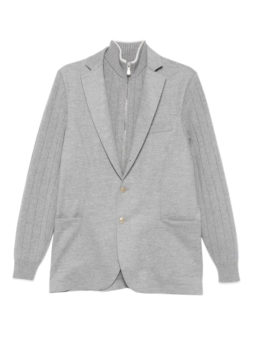 Eleventy ribbed-sleeves buttoned jacket | Grey | Image 1