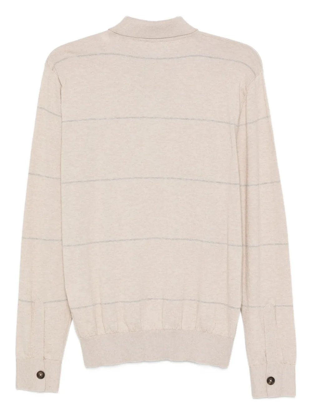 Eleventy striped long-sleeve polo shirt - Beige