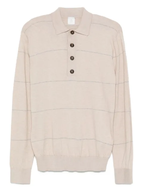 Eleventy striped long-sleeve polo shirt