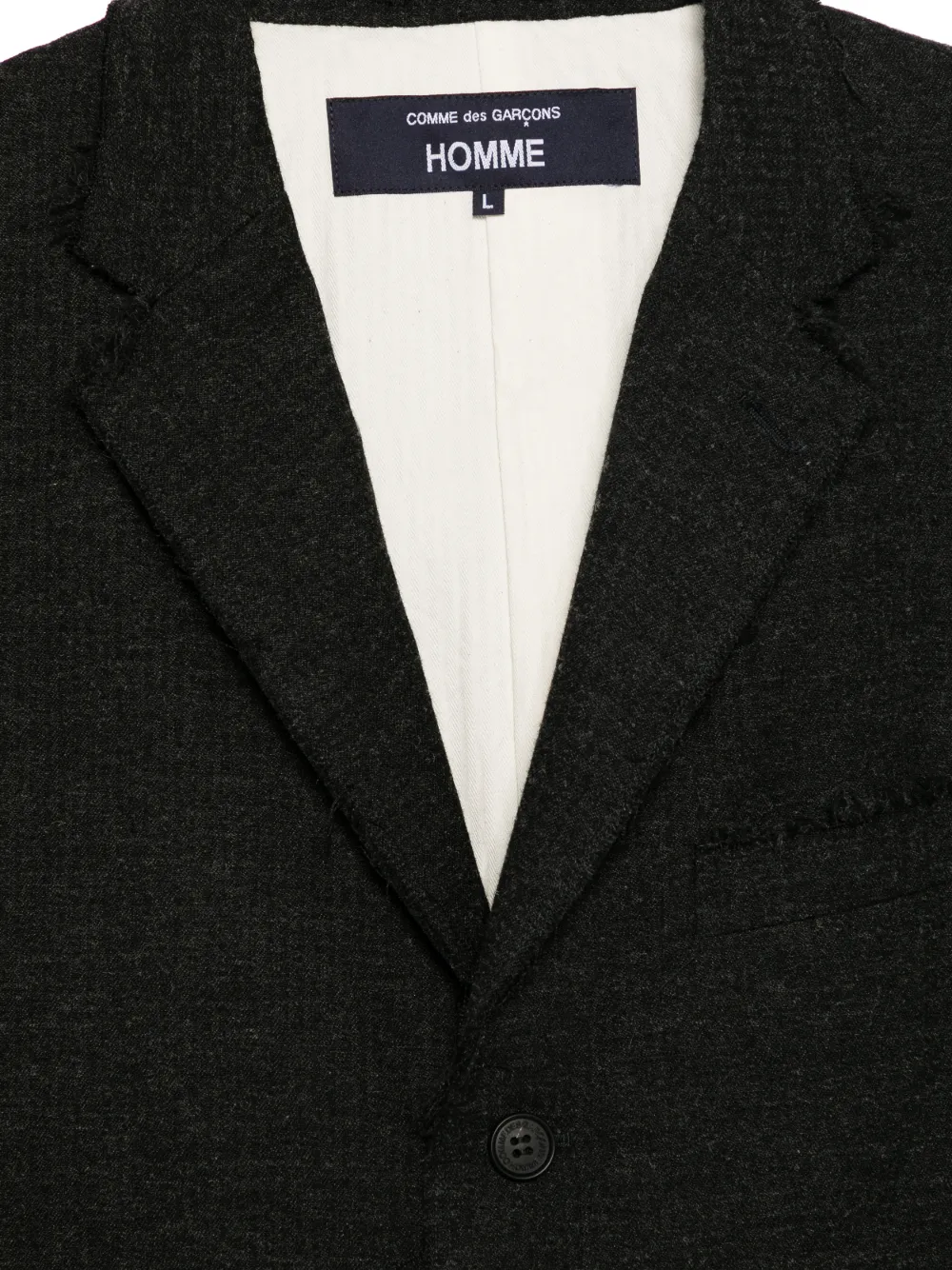  Comme Des Garçons Homme Single-breasted Frayed-edge Blazer - Black 