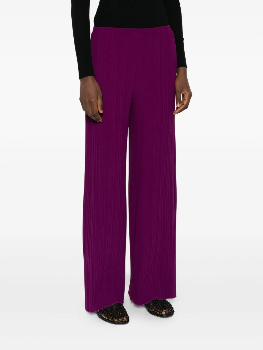 Forte ribbed wide-leg trousers Paars