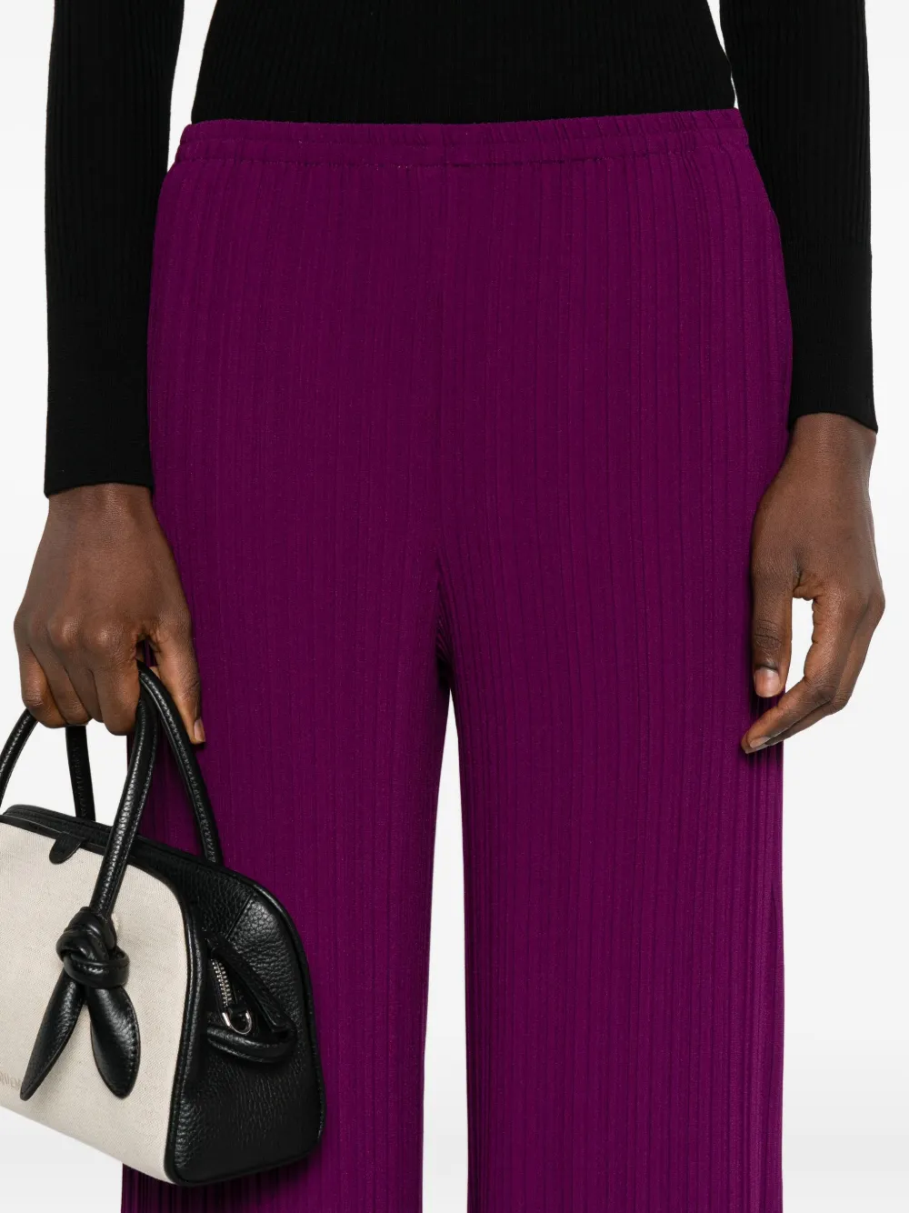 Forte ribbed wide-leg trousers Paars