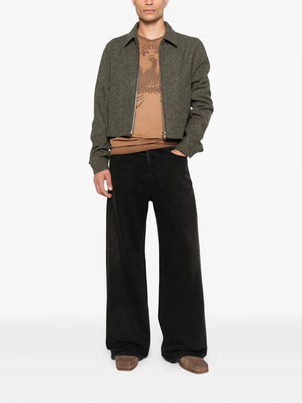 Diesel Wide-leg Jeans In Black