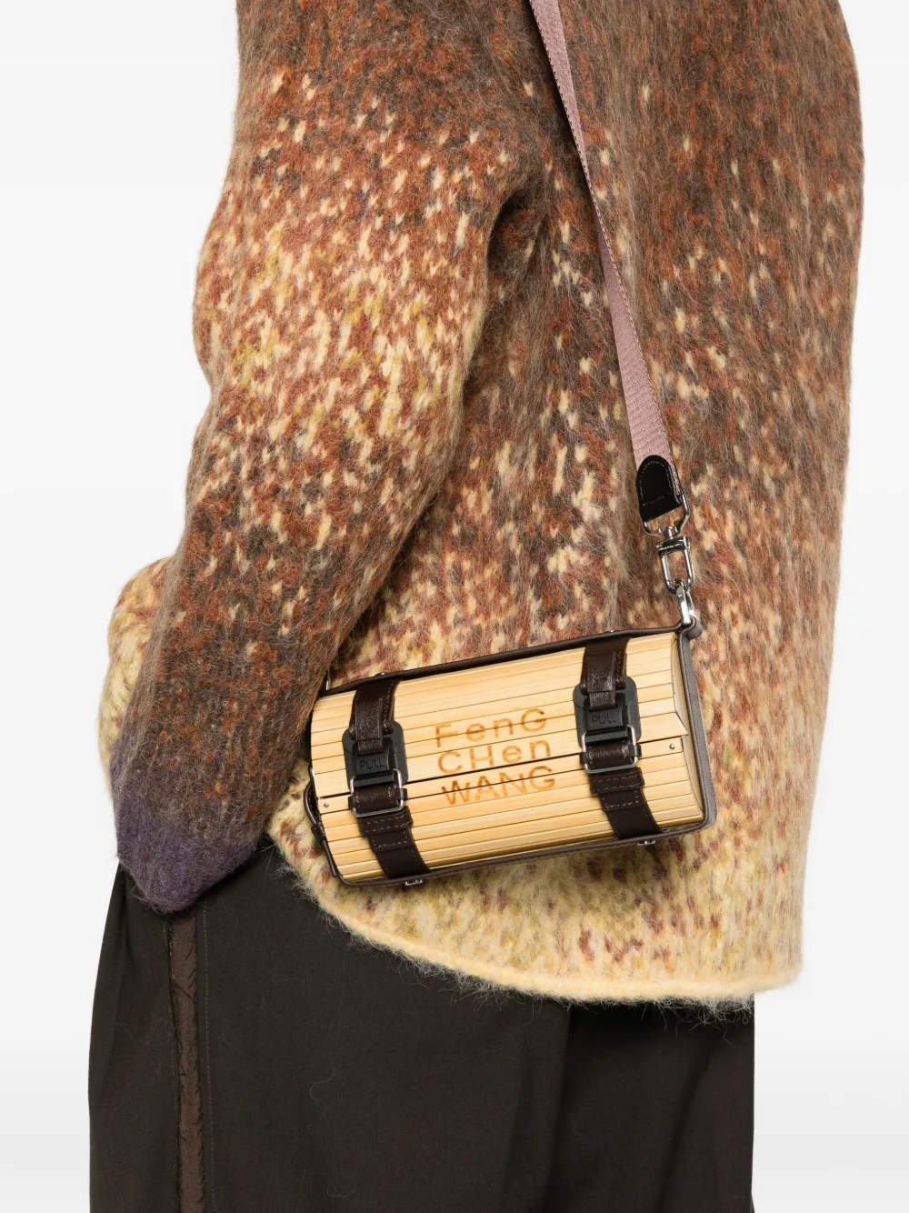 Feng Chen Wang cylindrical bamboo shoulder bag - Beige