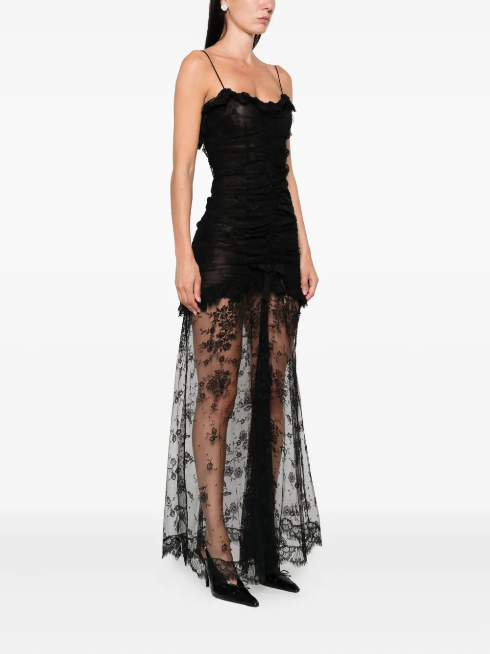 Alessandra Rich lace ruched dress Zwart
