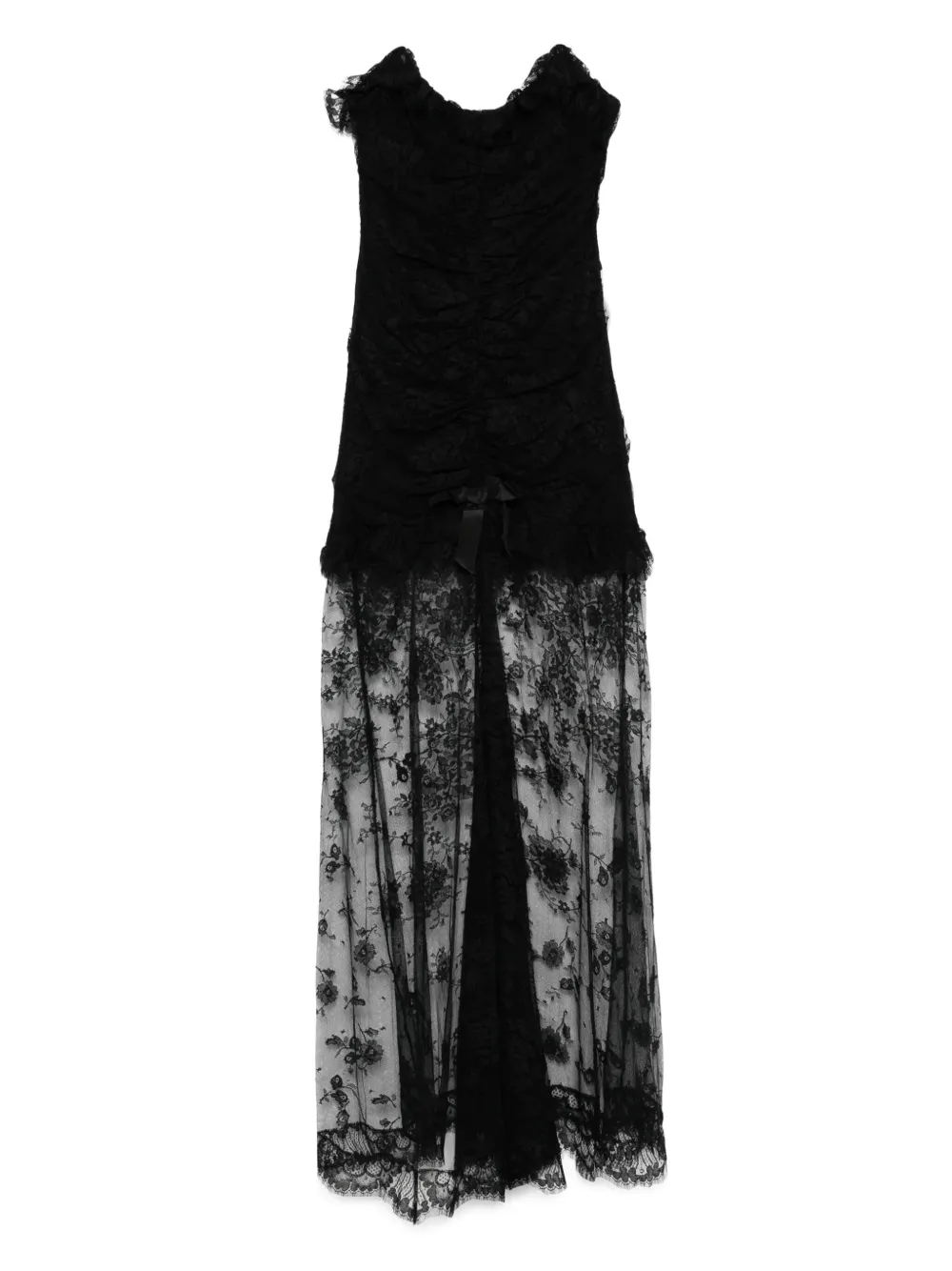 Alessandra Rich lace ruched dress - ブラック Alessandra Rich lace ruched dress - ブラック