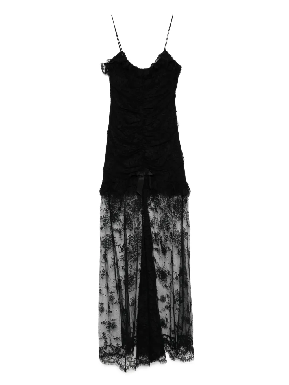 Alessandra Rich lace ruched dress Zwart