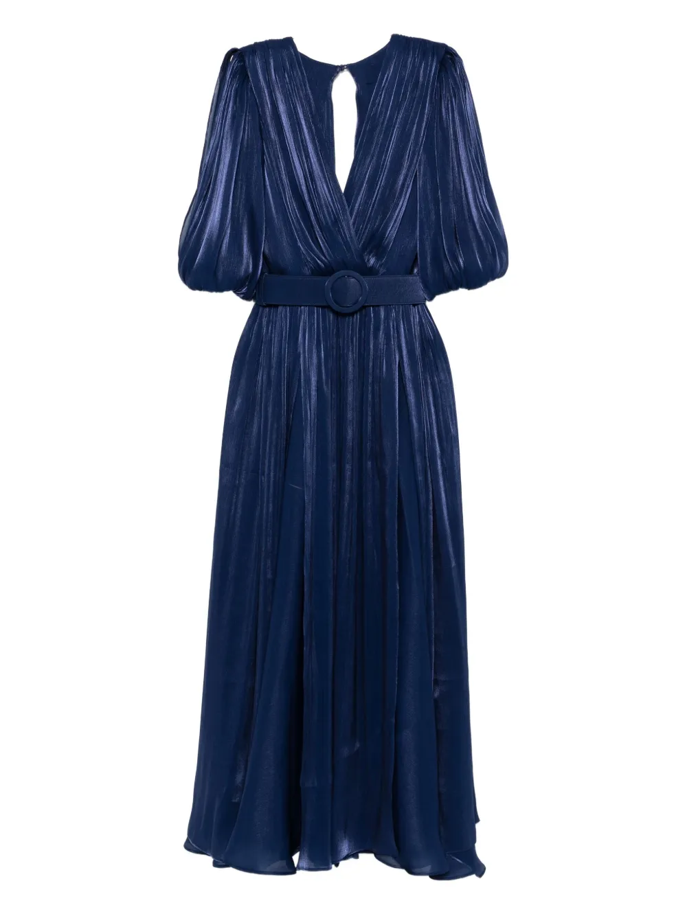 Mira pleated belted midi dress