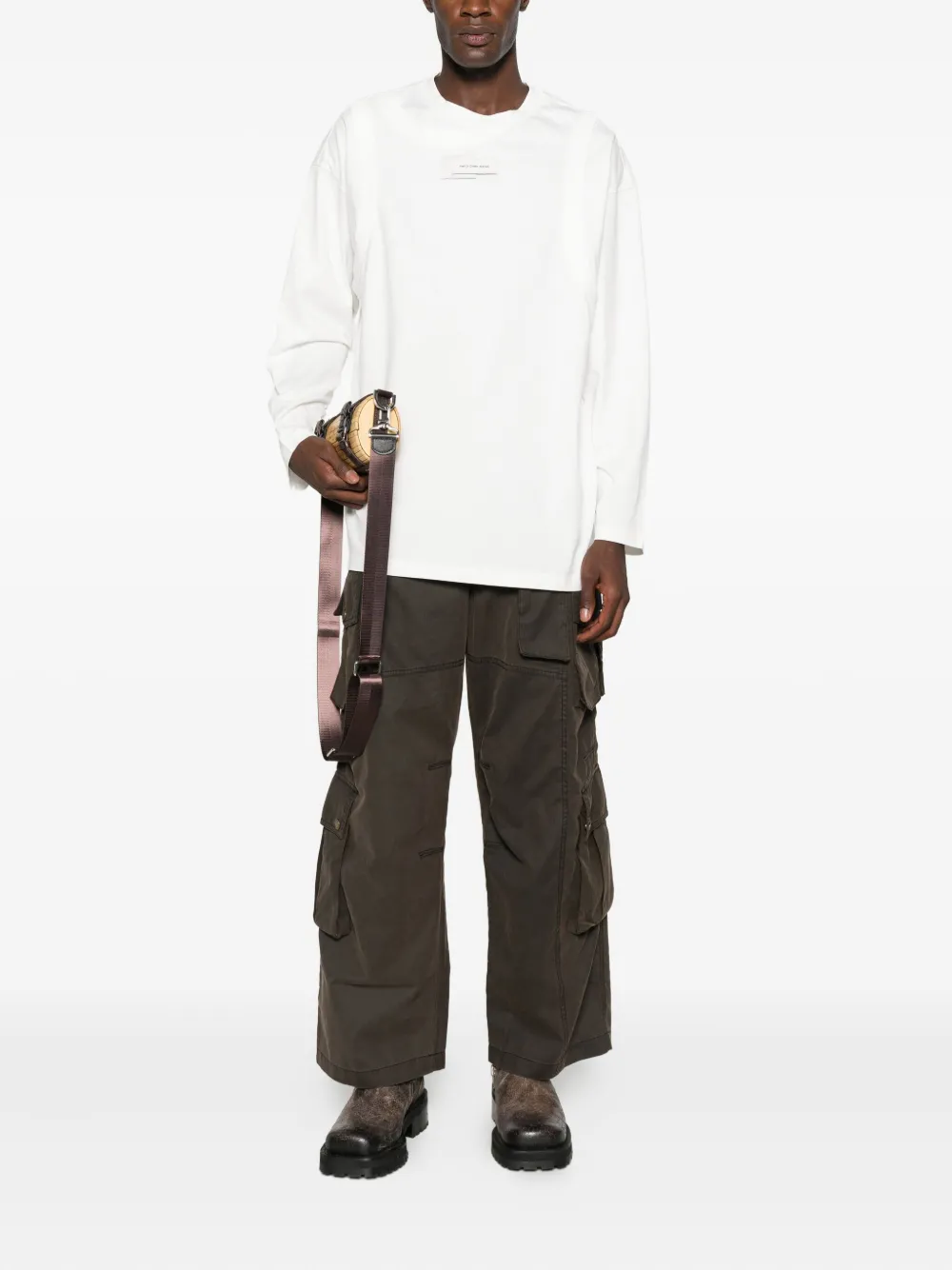 Feng Chen Wang label-detail long-sleeved T-shirt - Wit