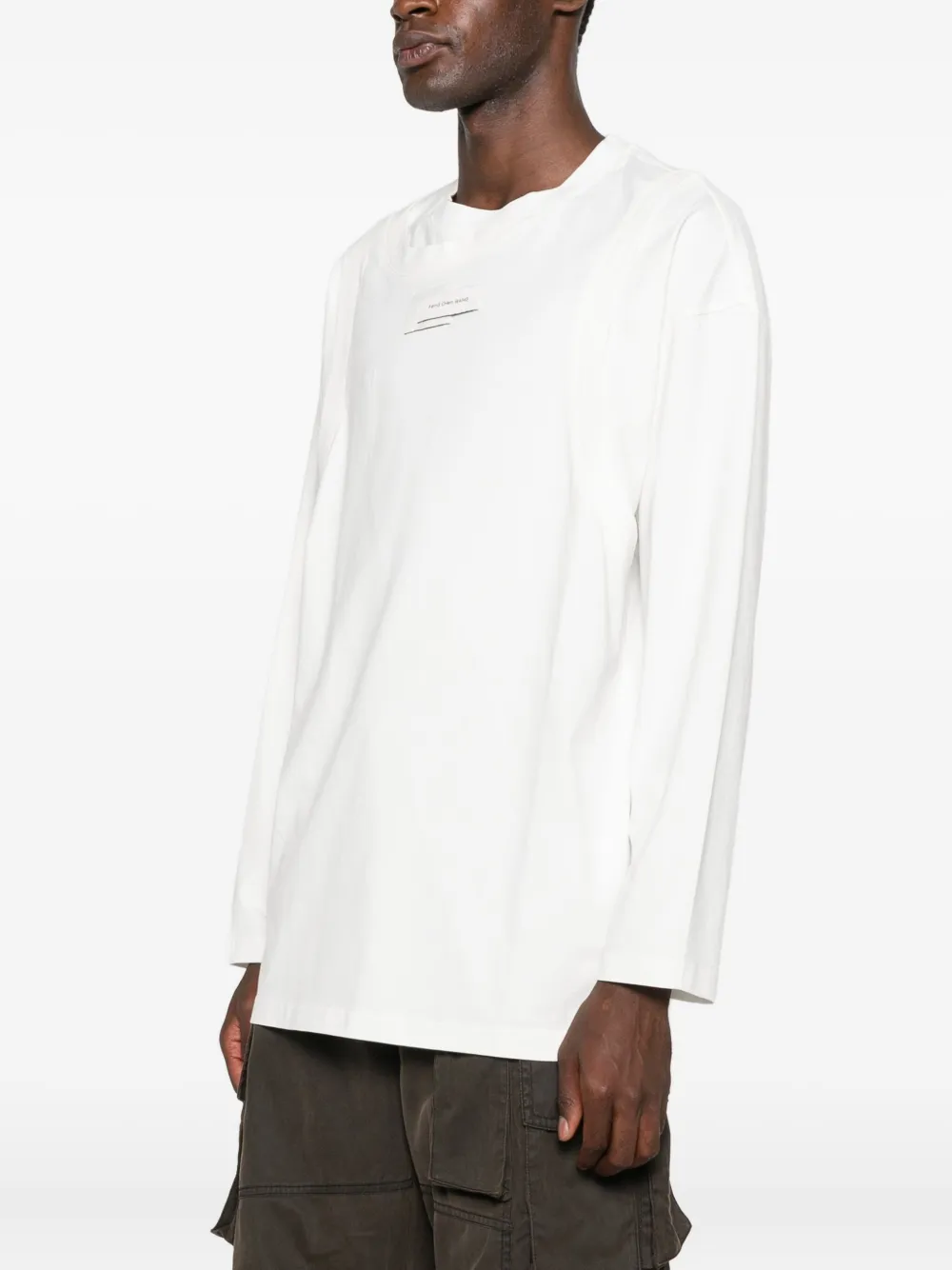 Feng Chen Wang Label-detail Long-sleeved T-shirt In White