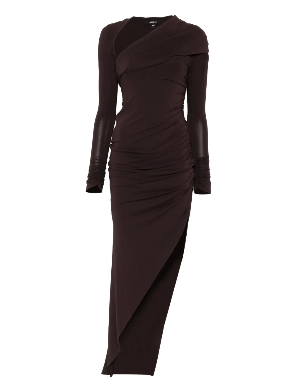 Amen draped asymmetrical dress | Brown | Image 1