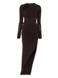 Amen draped asymmetrical dress - Brown