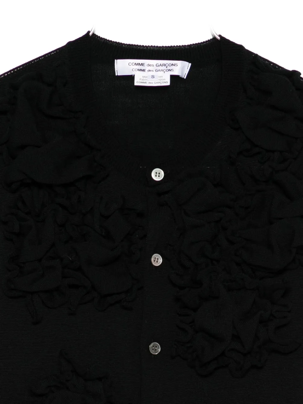 Comme Des Garçons Ruffled Button Cardigan In Black