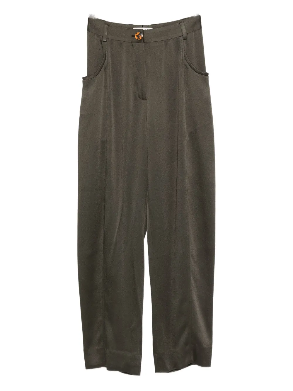 Blazé Milano Sorraia Satin Tapered Trousers In Green