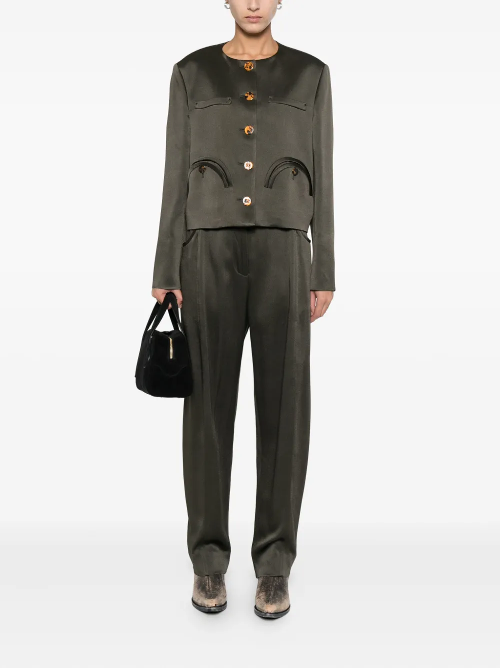 Blazé Milano Sorraia satin tapered trousers - Groen
