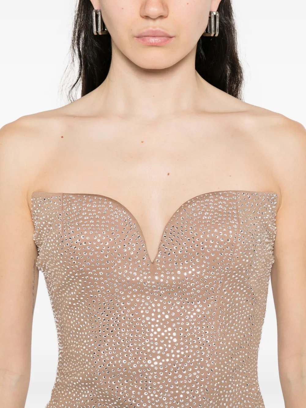 Giuseppe Di Morabito embellished strapless top Beige
