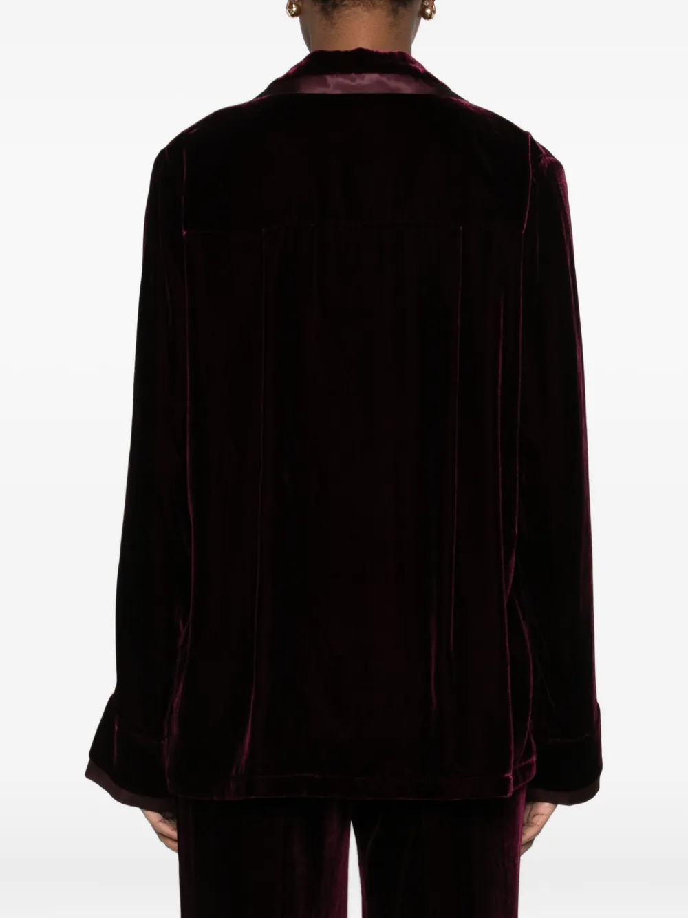 Forte Blouse met borstzak en satijnen afwerking Rood