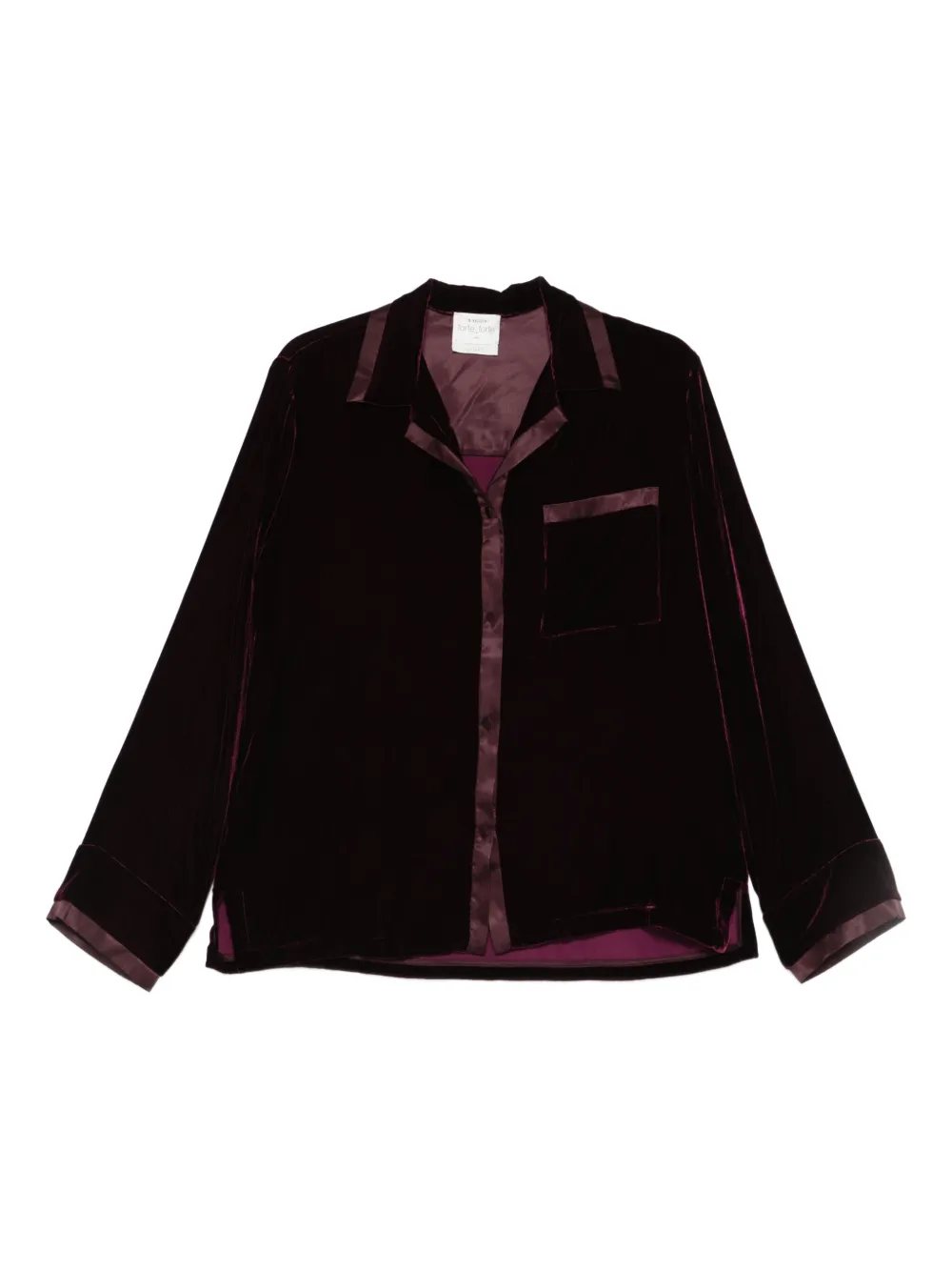 Forte Forte chest-pocket satin-trim shirt | Red | Image 1