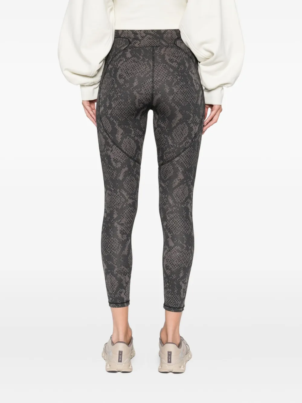 Adidas By Stella Mccartney Truepurpose Snakeskin-print Leggings In Gray
