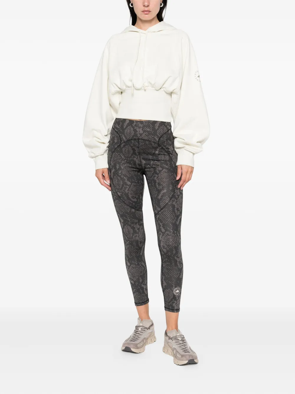 Adidas By Stella Mccartney Truepurpose Snakeskin-print Leggings In Gray