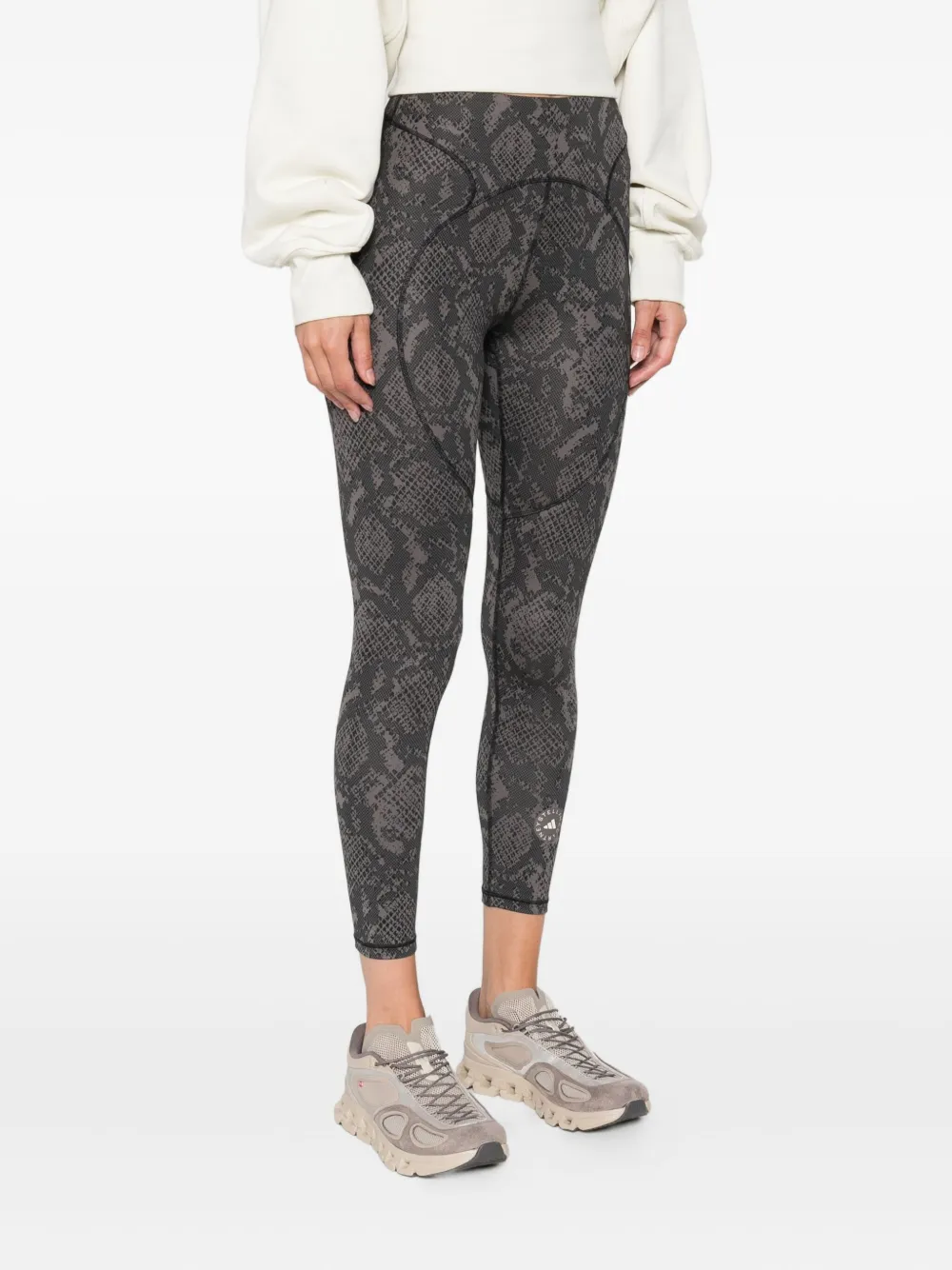 Adidas By Stella Mccartney Truepurpose Snakeskin-print Leggings In Gray