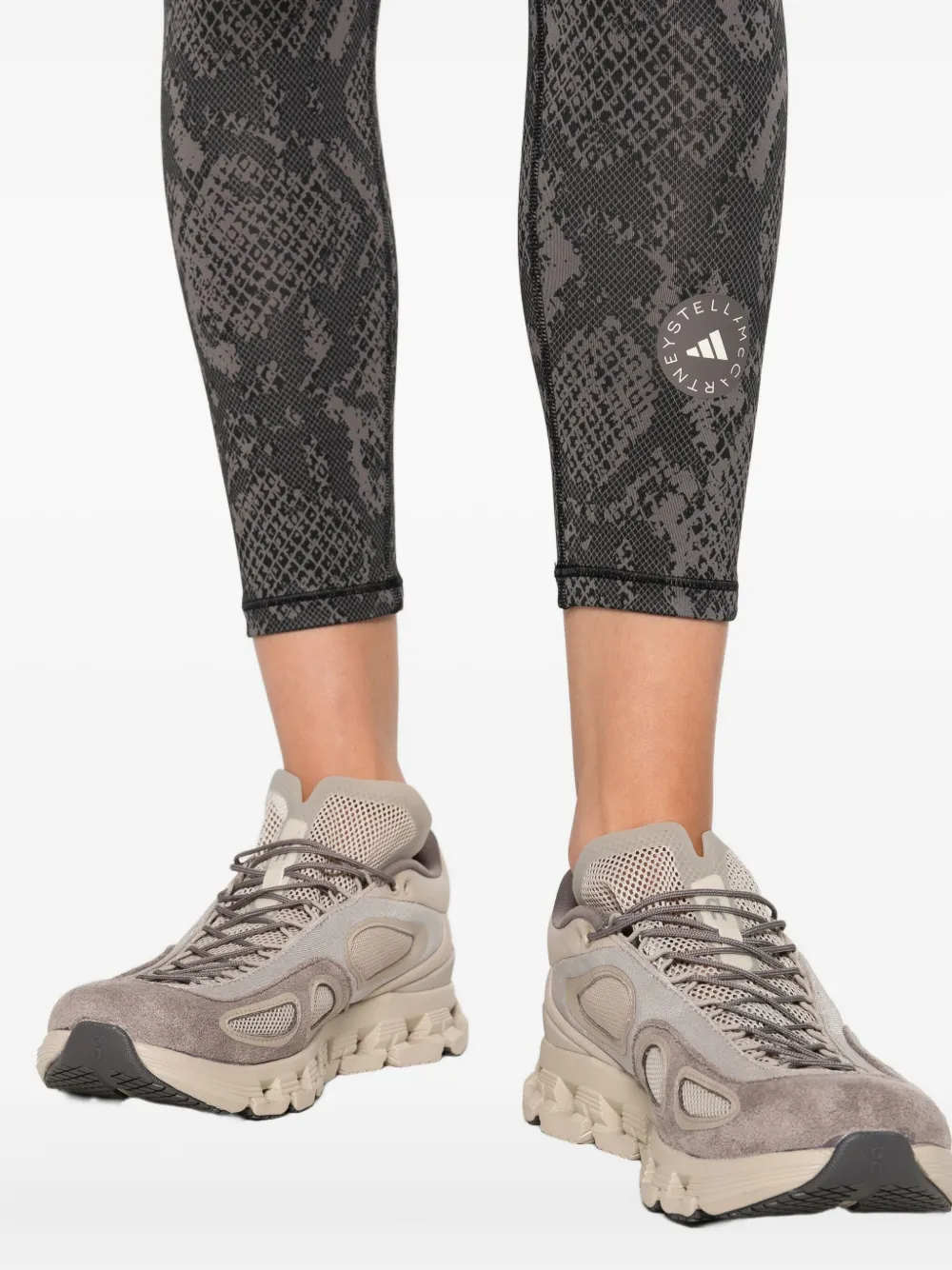 Adidas By Stella Mccartney Truepurpose Snakeskin-print Leggings In Gray